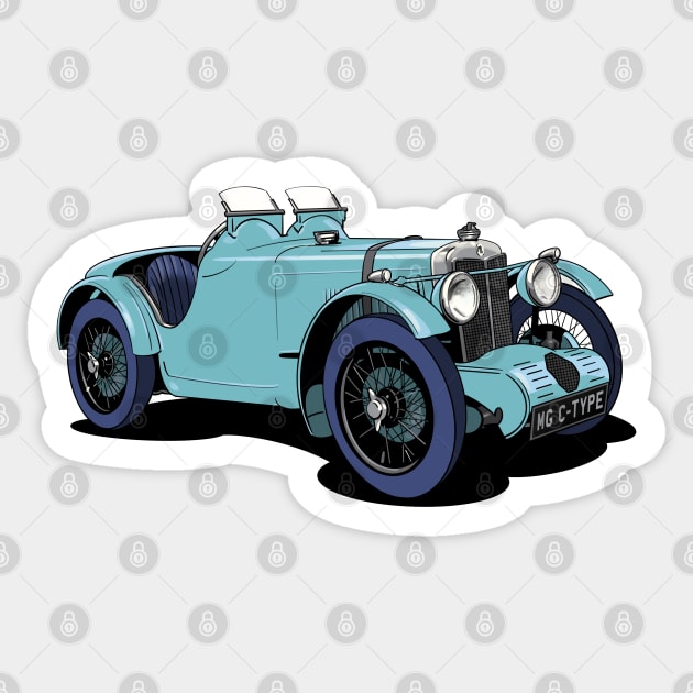 MG C-Type vintage car Sticker by Webazoot